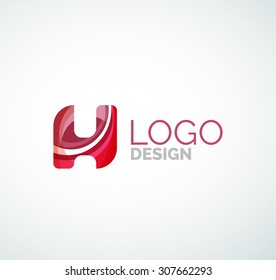 Vector alphabet letter logo. Created with transparent colorful overlapping geometric shapes, waves and flowing shapes