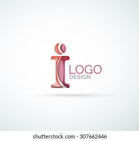 Logo de la letra vectorial. Creado con formas geométricas, ondas y formas fluidas transparentes y coloridas