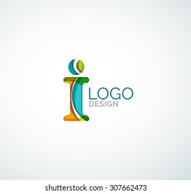 Vector Alphabet Letter Logo. Created With Transparent Colorful Overlapping Geometric Shapes, Waves And Flowing Shapes