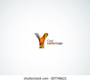 Vector alphabet letter logo. Created with transparent colorful overlapping geometric shapes, waves and flowing elements