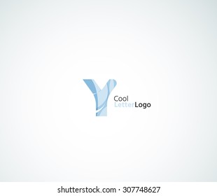 Vector alphabet letter logo. Created with transparent colorful overlapping geometric shapes, waves and flowing elements