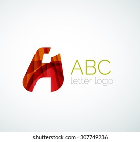 Vector alphabet letter logo. Created with transparent colorful overlapping geometric shapes, waves and flowing shapes