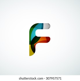 Vector alphabet letter logo. Created with transparent colorful overlapping geometric shapes, waves and flowing shapes