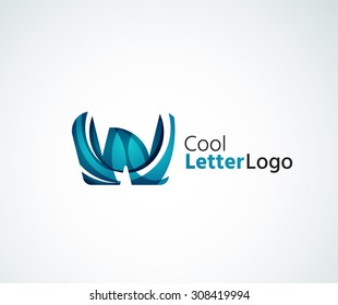 Vector alphabet letter logo. Created with transparent colorful overlapping geometric shapes, waves and flowing elements
