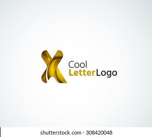 Logo de la letra vectorial. Creado con formas geométricas, ondas y elementos fluidos transparentes y coloridos