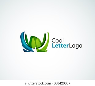 Logo de la letra vectorial. Creado con formas geométricas, ondas y elementos fluidos transparentes y coloridos