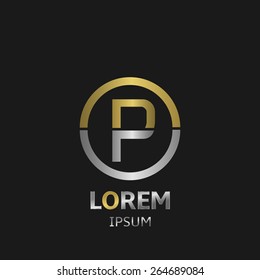 Vector alphabet. Letter P, symbol for your company