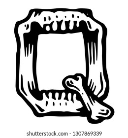 Vector alphabet and letter Q. Skull white letter in hipster style. Ideal for use as headline or sub-head text in you design: logo, t-shirt, poster, label, book cover. 
