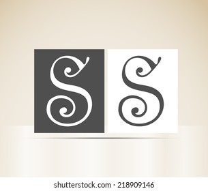 Vector alphabet letter S art deco vintage design pattern