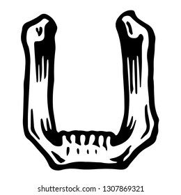 Vector alphabet and letter U. Skull white letter in hipster style. Ideal for use as headline or sub-head text in you design: logo, t-shirt, poster, label, book cover. 
