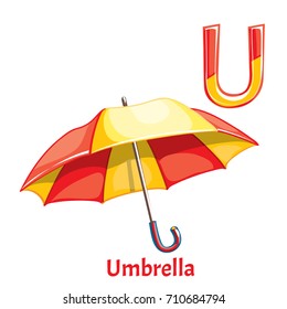 Vector alphabet letter U. Umbrella
