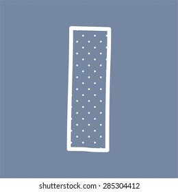 I vector alphabet letter with white polka dots on blue background