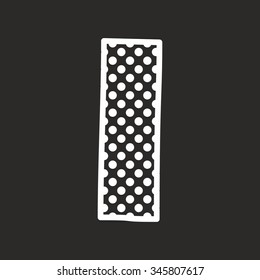 I vector alphabet letter with white polka dots on black background