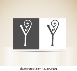 Vector alphabet letter Y art deco vintage design pattern