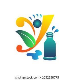 Vector alphabet letter Y. Leaf, bottle