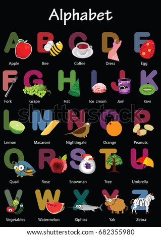 Vector Alphabet Letter A Z Back School Colorful Picture Stock Vector ...