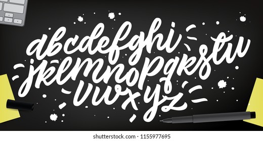 Vector Alphabet. Lettering and Custom Typography for Designs: Logo, for Poster, Invitation, etc. Handwritten brush style modern cursive font.