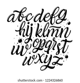 Vector Alphabet. Lettering and Custom Typography for Designs: Logo, for Poster, Invitation, etc. Handwritten brush style modern cursive font isolated on white background.