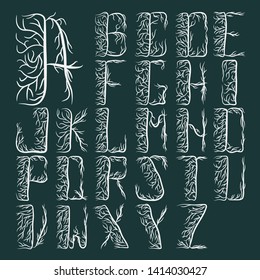 Vector Alphabet. Lettering and Custom Typography for Designs: Logo, for Poster, Invitation, etc. Handwritten brush style modern cursive font isolated on green background.