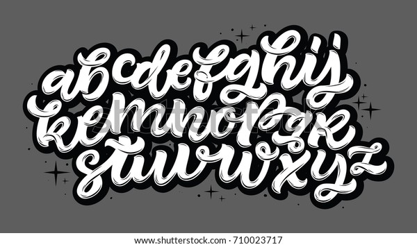 ベクターアルファベット デザイン用の文字とカスタムタイポグラフィ グレイの背景に手書きのブラシスタイルの現代の草書体のロゴ ポスター 招待状など のベクター画像素材 ロイヤリティフリー
