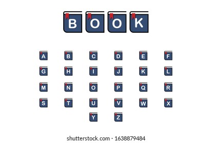 Vector alphabet letters with book