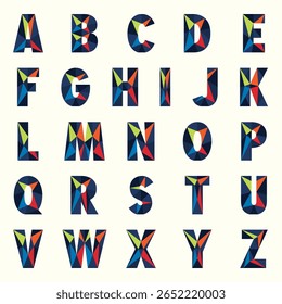 Vector alphabet letters with colorful, polygonal design