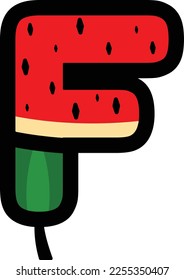 vector alphabet letters F with watermelon fruit concept