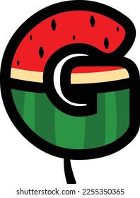 vector alphabet letters G with watermelon fruit concept