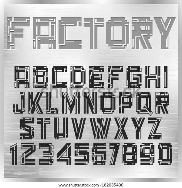 Vector alphabet
letters in industrial
style