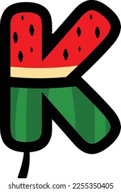 vector alphabet letters K with watermelon fruit concept