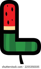 vector alphabet letters L with watermelon fruit concept