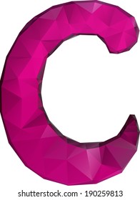 Vector alphabet letters made of abstract triangles. Letter C. 