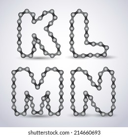 Vector alphabet letters made from Bicycle chain