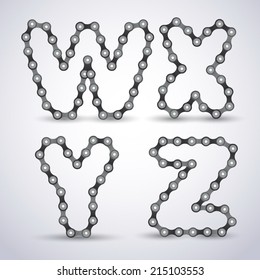 Vector alphabet letters made from Bicycle chain