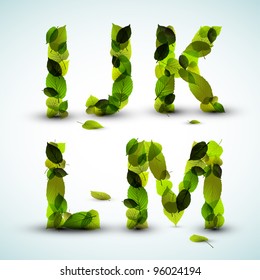 Vector alphabet letters made from fresh green leafs