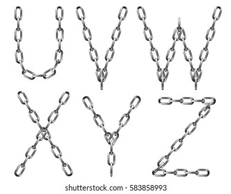 Vector alphabet letters made from metal chain, isolated on white 
