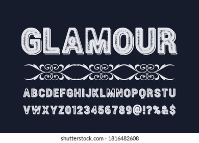 vector alphabet, letters and numbers, typography vector, blue style  background