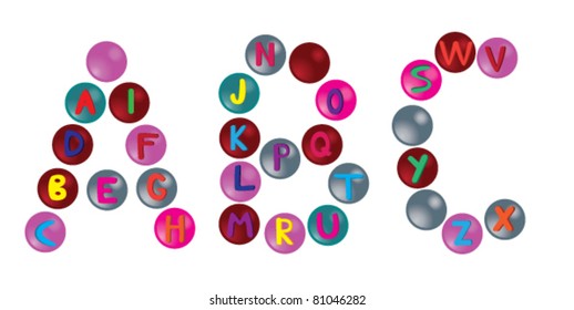 vector alphabet letters on buttons