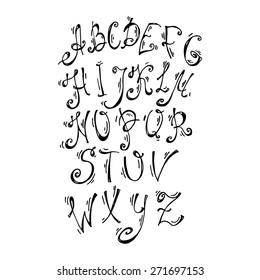 vector alphabet letters painted handle. ABC for your design.