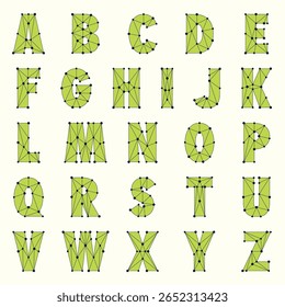 Vector alphabet letters with polygonal lines and dots design