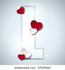 Vector - Alphabet Letters With Red Heart Valentine Day