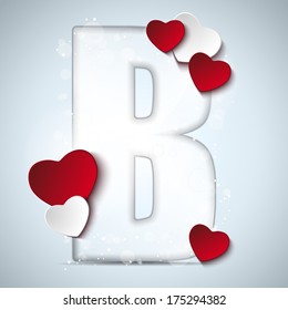 Vector - Alphabet Letters With Red Heart Valentine Day