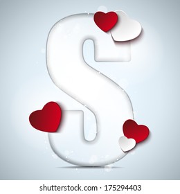 Vector - Alphabet Letters With Red Heart Valentine Day