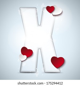 Vector - Alphabet Letters With Red Heart Valentine Day