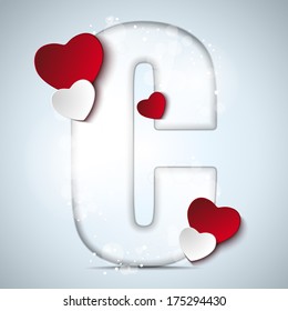 Vector - Alphabet Letters With Red Heart Valentine Day