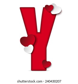 Vector - Alphabet Letters With Red Heart Valentine Day