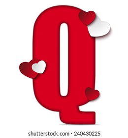 Vector - Alphabet Letters With Red Heart Valentine Day
