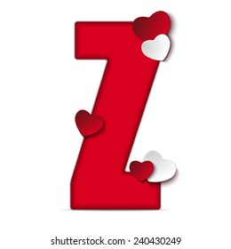 Vector - Alphabet Letters With Red Heart Valentine Day