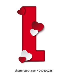 Vector - Alphabet Letters With Red Heart Valentine Day