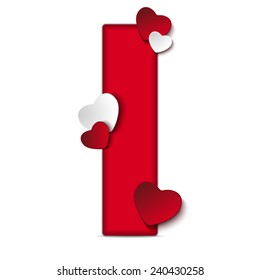 Vector - Alphabet Letters With Red Heart Valentine Day